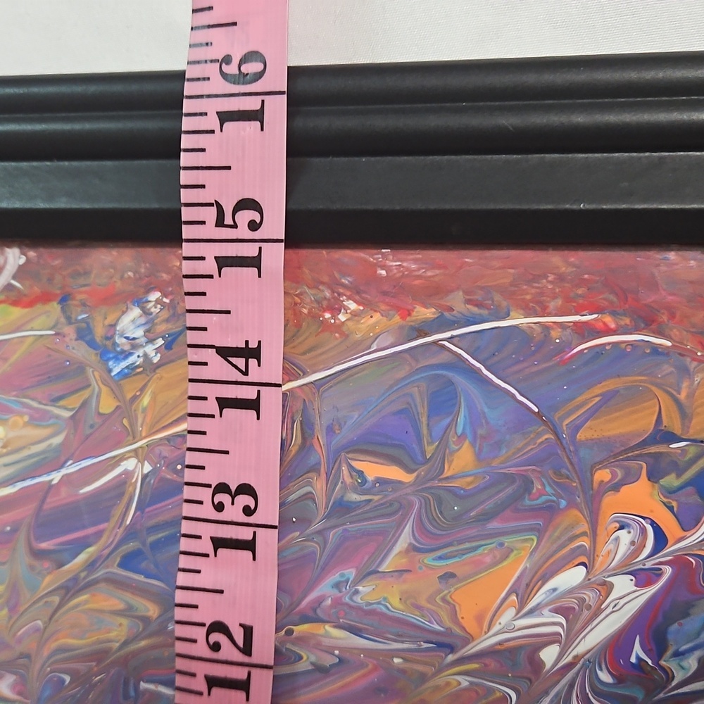 Hand Crafted Original Acrylic Pour Painting  The First One Upcycled Framed 16x20 - Picture 12 of 17